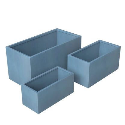 Bloom 3-Piece Modern Fiberstone and MGO Clay Rectangular Planter Set for Indoor and Outdoor - Elax Furniture