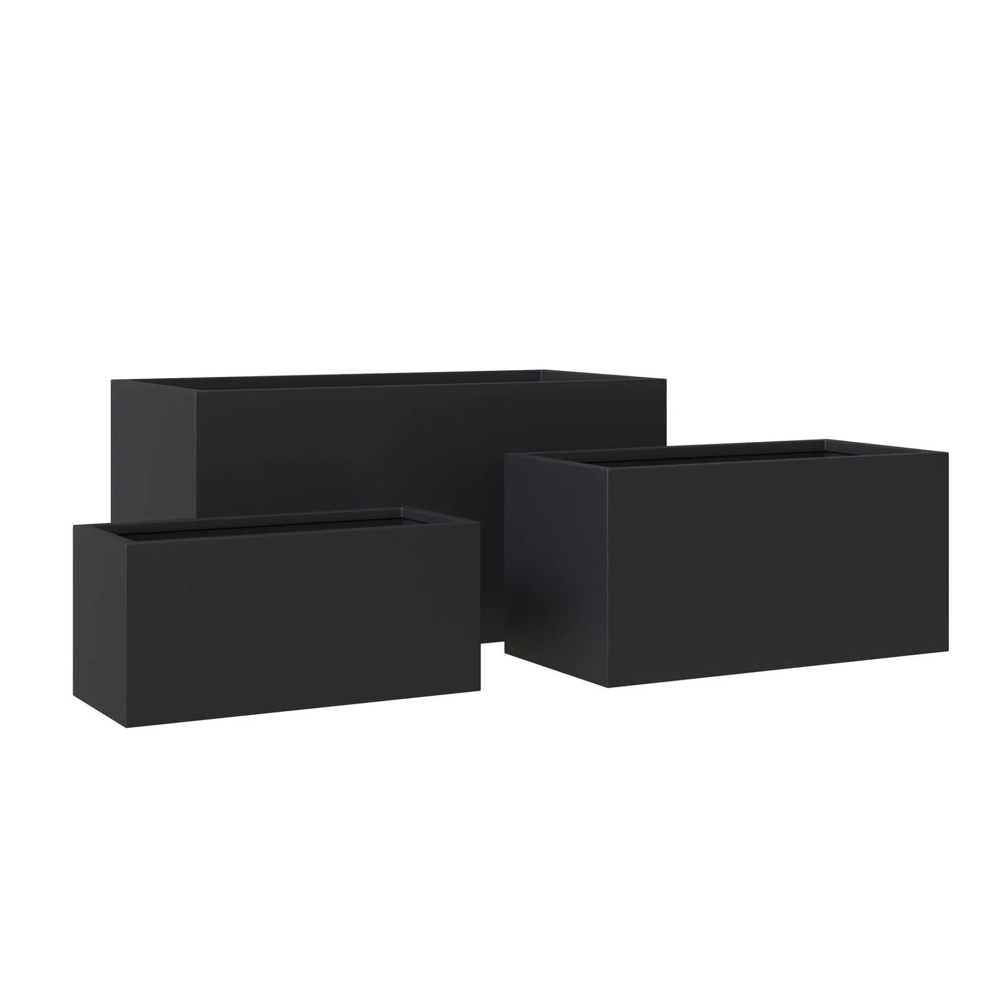 Bloom 3-Piece Modern Fiberstone and MGO Clay Rectangular Planter Set for Indoor and Outdoor - Elax Furniture