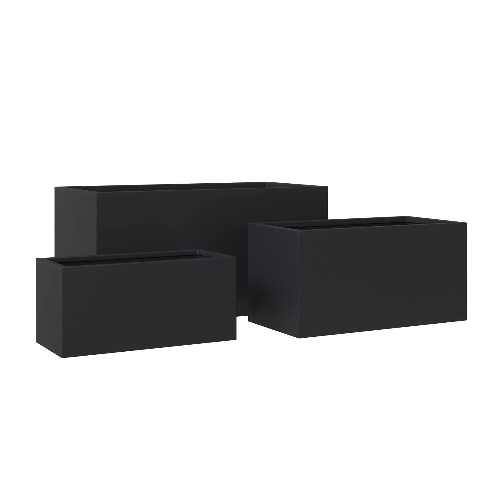Bloom 3-Piece Modern Fiberstone and MGO Clay Rectangular Planter Set for Indoor and Outdoor - Elax Furniture