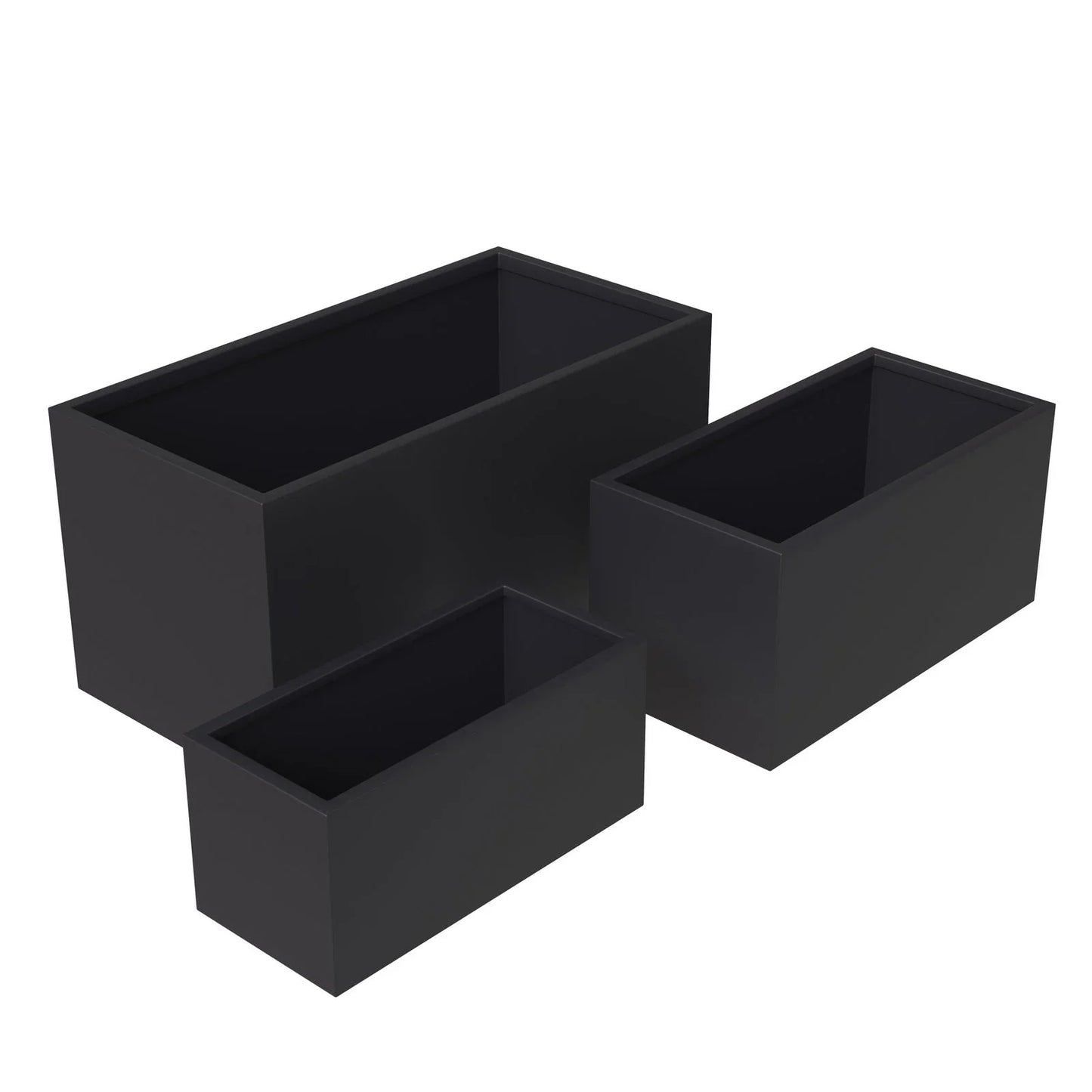 Bloom 3-Piece Modern Fiberstone and MGO Clay Rectangular Planter Set for Indoor and Outdoor - Elax Furniture