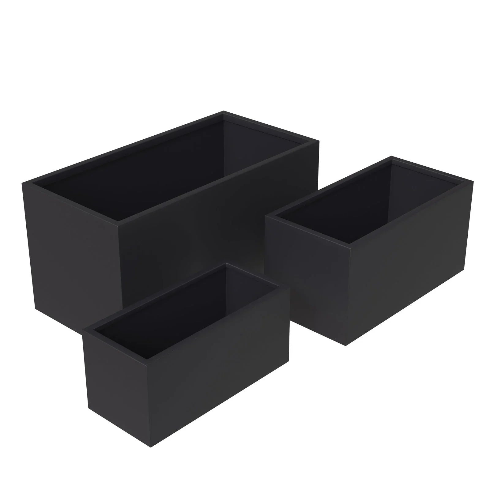 Bloom 3-Piece Modern Fiberstone and MGO Clay Rectangular Planter Set for Indoor and Outdoor - Elax Furniture
