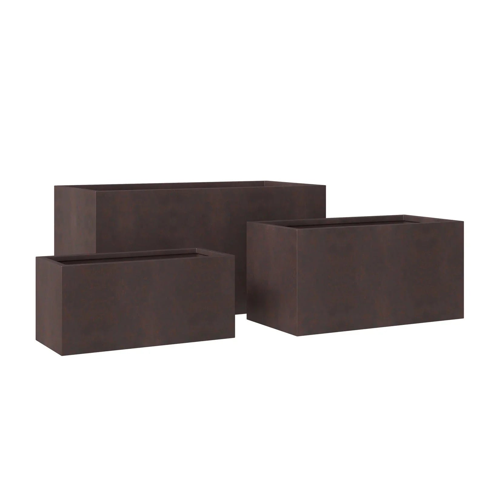 Bloom 3-Piece Modern Fiberstone and MGO Clay Rectangular Planter Set for Indoor and Outdoor - Elax Furniture