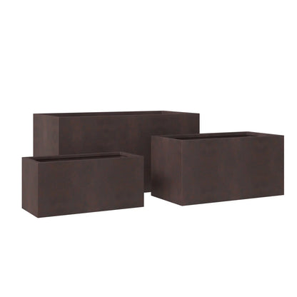 Bloom 3-Piece Modern Fiberstone and MGO Clay Rectangular Planter Set for Indoor and Outdoor - Elax Furniture