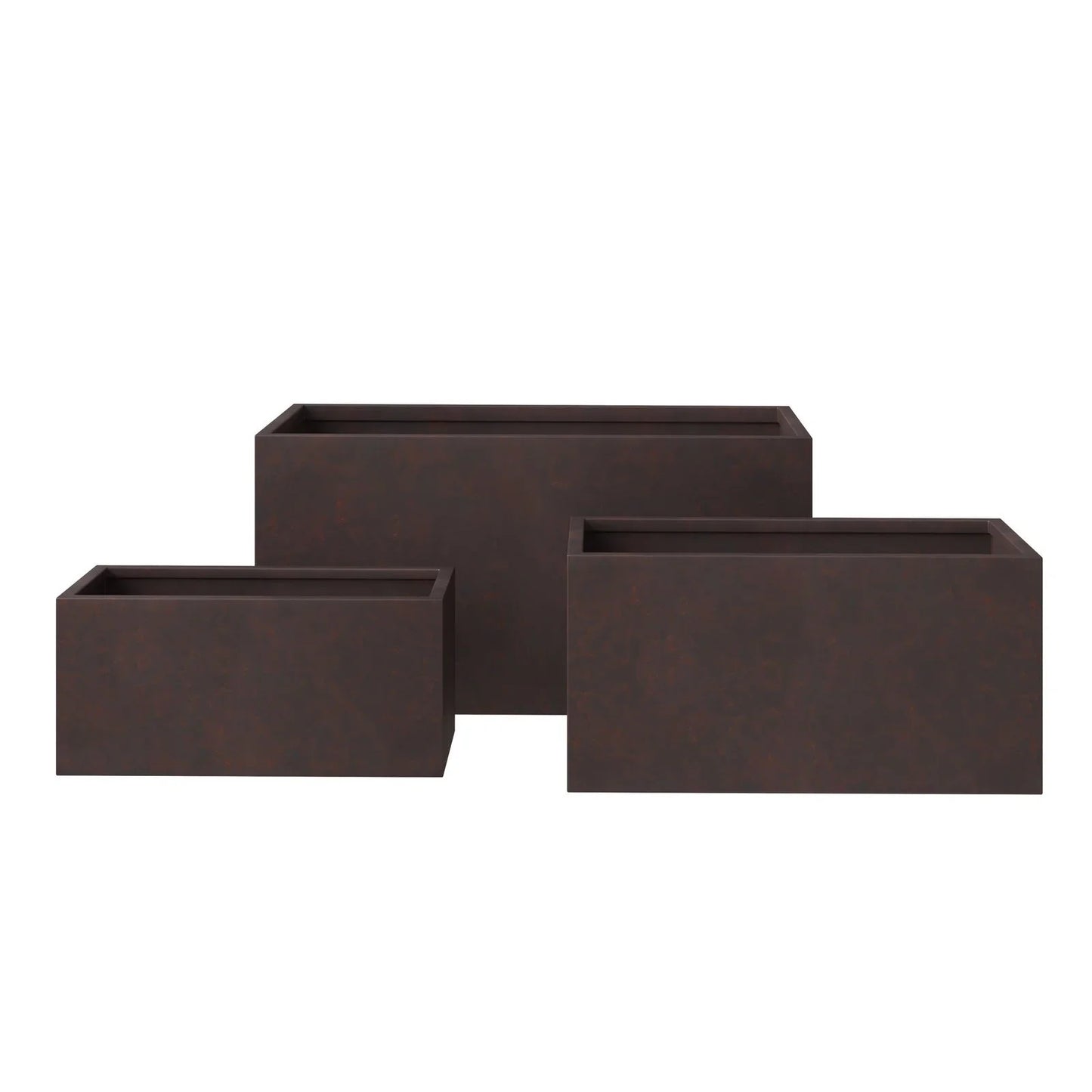 Bloom 3-Piece Modern Fiberstone and MGO Clay Rectangular Planter Set for Indoor and Outdoor - Elax Furniture