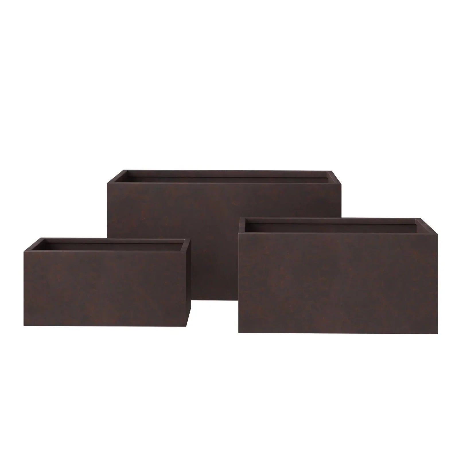 Bloom 3-Piece Modern Fiberstone and MGO Clay Rectangular Planter Set for Indoor and Outdoor - Elax Furniture