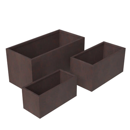 Bloom 3-Piece Modern Fiberstone and MGO Clay Rectangular Planter Set for Indoor and Outdoor - Elax Furniture