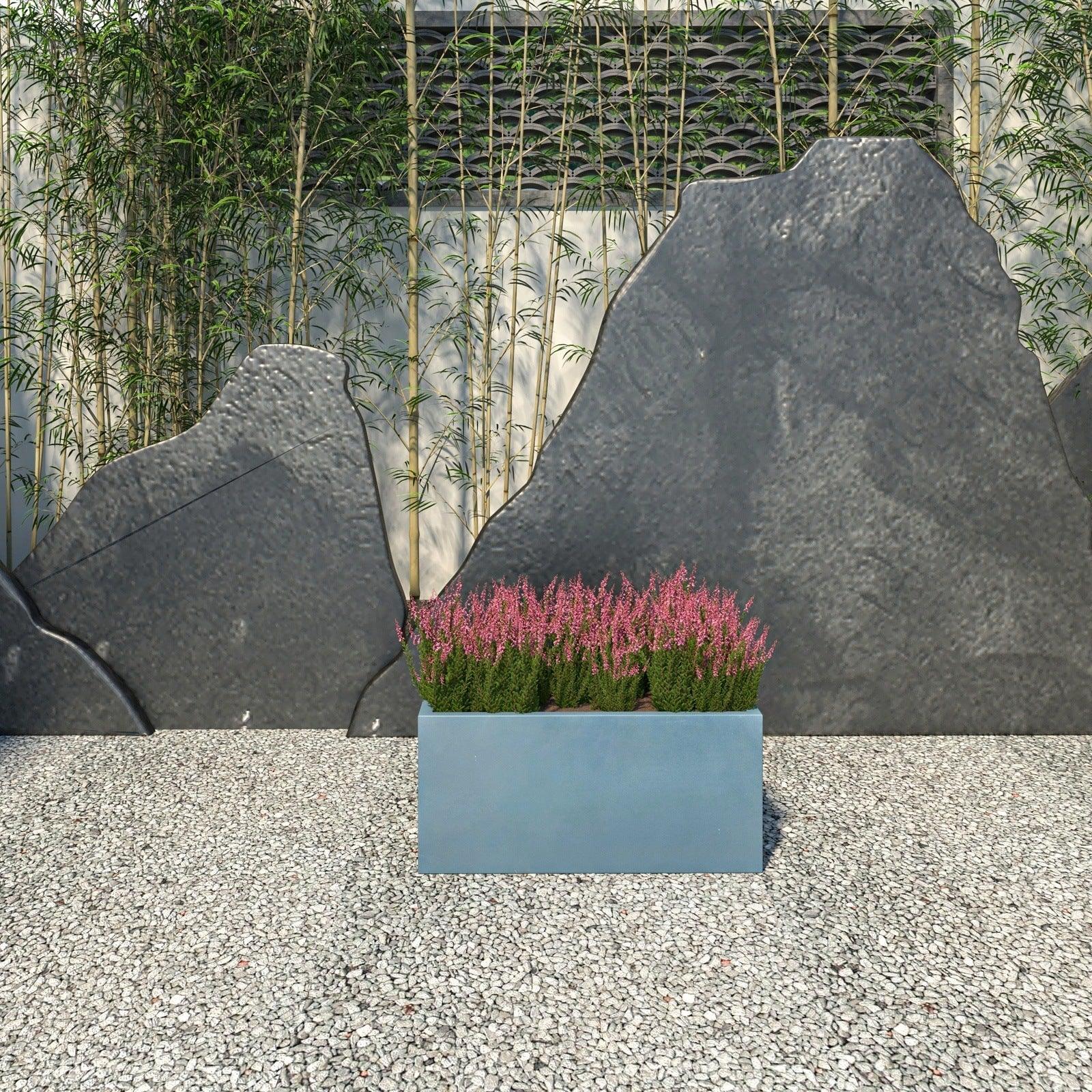 Bloom Mid-Century Modern Rectangular Fiberstone and MGO Clay Planter for Indoor and Outdoor - Elax Furniture