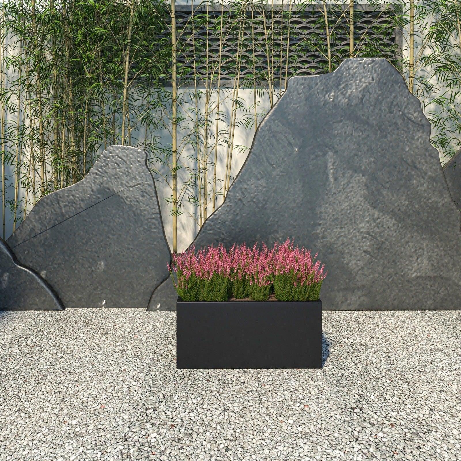 Bloom Mid-Century Modern Rectangular Fiberstone and MGO Clay Planter for Indoor and Outdoor - Elax Furniture