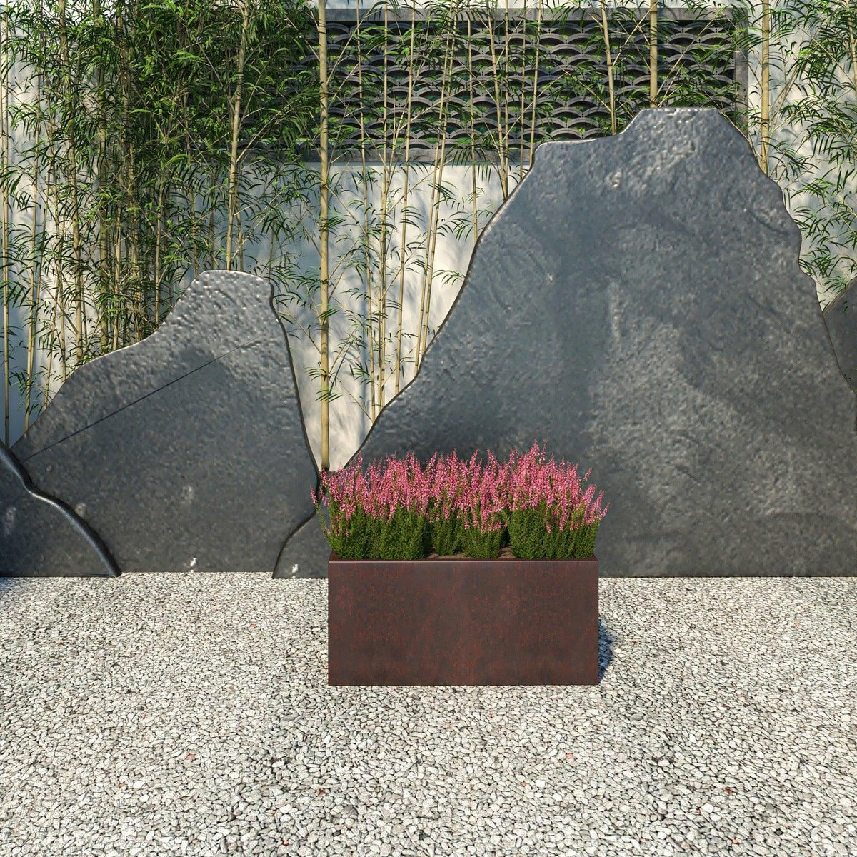 Bloom Mid-Century Modern Rectangular Fiberstone and MGO Clay Planter for Indoor and Outdoor - Elax Furniture