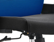 Brio Mid-Back Adjustable Office Chair Upholstered in Cotton Blue Office Chair Leisuremod
