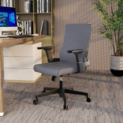Brio Mid-Back Adjustable Office Chair Upholstered in Cotton Grey Office Chair Leisuremod