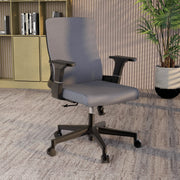 Brio Mid-Back Adjustable Office Chair Upholstered in Cotton Grey Office Chair Leisuremod