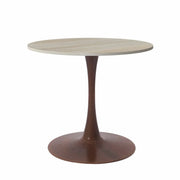 Bristol 27"/31"/35"/40" Round Dining Table Wood Transfer Cherry/Natural/Walnut Base with Sintered Stone Table Top - Elax Furniture
