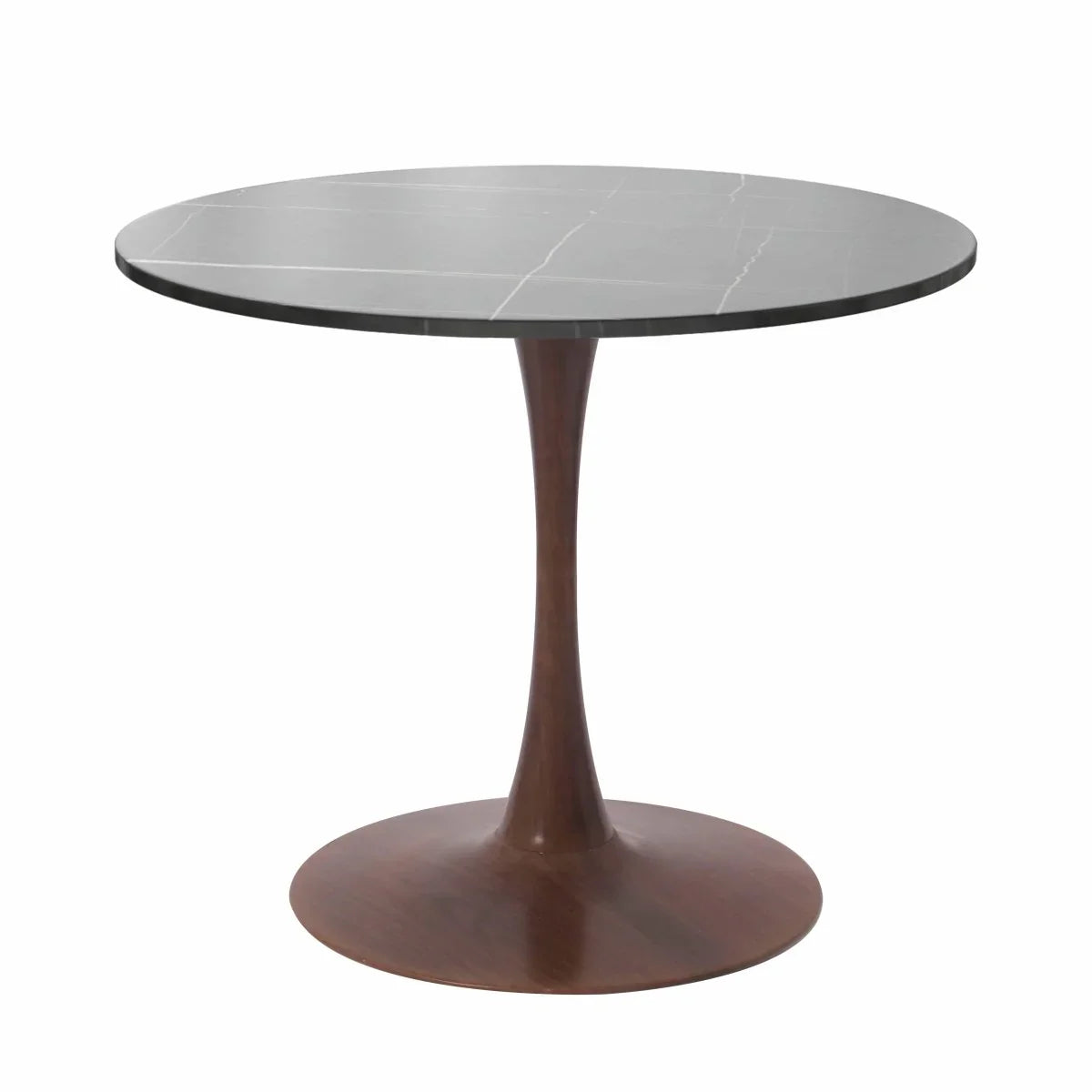 Bristol 27"/31"/35"/40" Round Dining Table Wood Transfer Cherry/Natural/Walnut Base with Sintered Stone Table Top - Elax Furniture