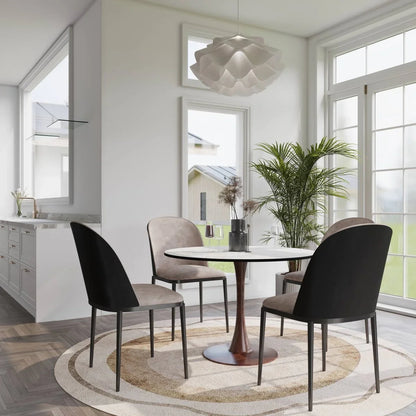 Bristol 27"/31"/35"/40" Round Dining Table Wood Transfer Cherry/Natural/Walnut Base with Sintered Stone Table Top - Elax Furniture