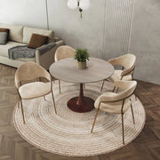 Bristol 27"/31"/35"/40" Round Dining Table Wood Transfer Cherry/Natural/Walnut Base with Sintered Stone Table Top - Elax Furniture
