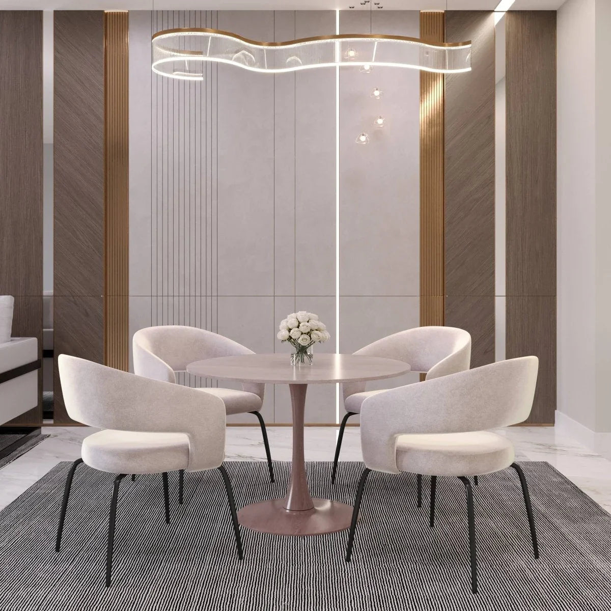 Bristol 27"/31"/35"/40" Round Dining Table Wood Transfer Cherry/Natural/Walnut Base with Sintered Stone Table Top - Elax Furniture