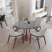 Bristol 27"/31"/35"/40" Round Dining Table Wood Transfer Cherry/Natural/Walnut Base with Sintered Stone Table Top - Elax Furniture