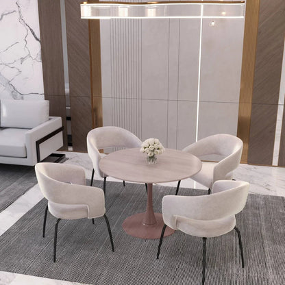 Bristol 27"/31"/35"/40" Round Dining Table Wood Transfer Cherry/Natural/Walnut Base with Sintered Stone Table Top - Elax Furniture