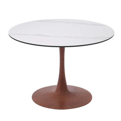 Bristol 27"/31"/35"/40" Round Dining Table Wood Transfer Cherry/Natural/Walnut Base with Sintered Stone Table Top - Elax Furniture