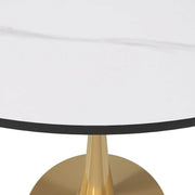 Bristol 5-Piece Dining Set with 35" Round Dining Table with White Sintered Stone Top and Black Base 4 Leather Dining Chairs - Elax Furniture