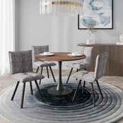 Bristol 5-Piece Dining Set with 36" Round Dining Table with Cognac Brown MDF Top and Black Base 4 Leather Dining Chairs - Elax Furniture