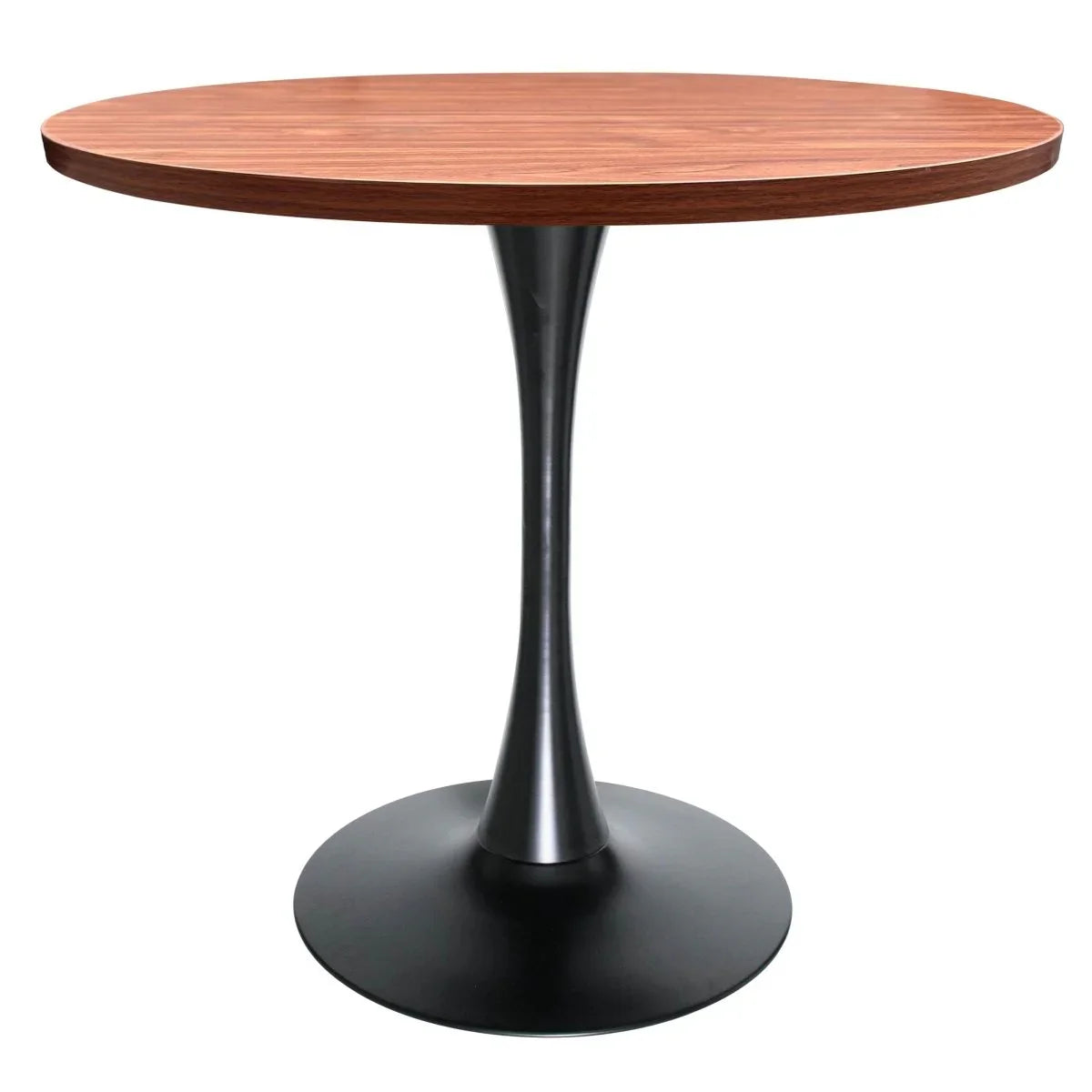 Bristol 5-Piece Dining Set with 36" Round Dining Table with Cognac Brown MDF Top and Black Base 4 Leather Dining Chairs - Elax Furniture
