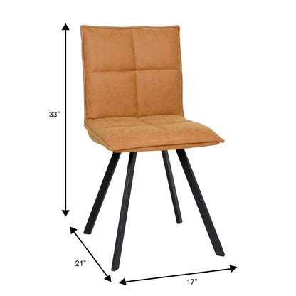 Bristol 5-Piece Dining Set with 36" Round Dining Table with Cognac Brown MDF Top and Black Base 4 Leather Dining Chairs - Elax Furniture