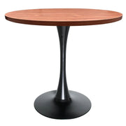 Bristol 5-Piece Dining Set with 36" Round Dining Table with Cognac Brown MDF Top and Black Base 4 Leather Dining Chairs - Elax Furniture