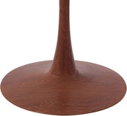 Bristol Round Dining Table With MDF Wood/Sintered Stone Tabletop with Cherry Finish Pedestal Base Wood White Dining Table LeisureMod