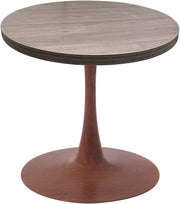 Bristol Round Dining Table With MDF Wood/Sintered Stone Tabletop with Cherry Finish Pedestal Base Wood Dark Walnut Dining Table LeisureMod