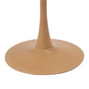 Bristol Round Dining Table With MDF Wood/Sintered Stone Tabletop with Natural Wood Finish Pedestal Base Stone Natural Wood Dining Table LeisureMod
