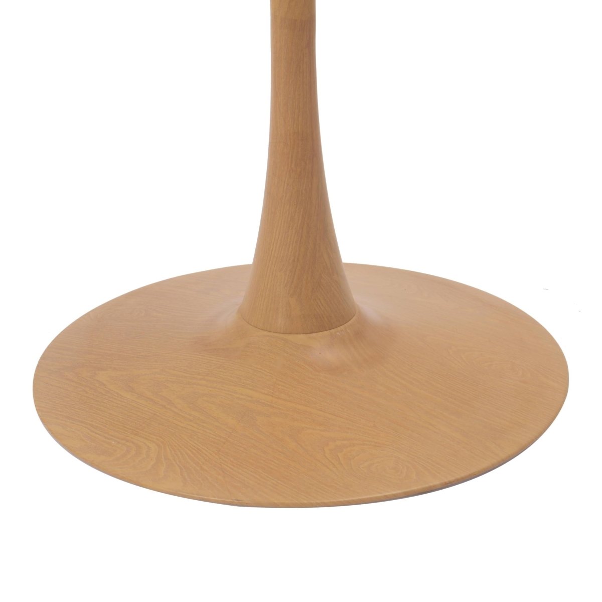 Bristol Round Dining Table With MDF Wood/Sintered Stone Tabletop with Natural Wood Finish Pedestal Base Wood 35 in. Wide Natural Wood Dining Table LeisureMod