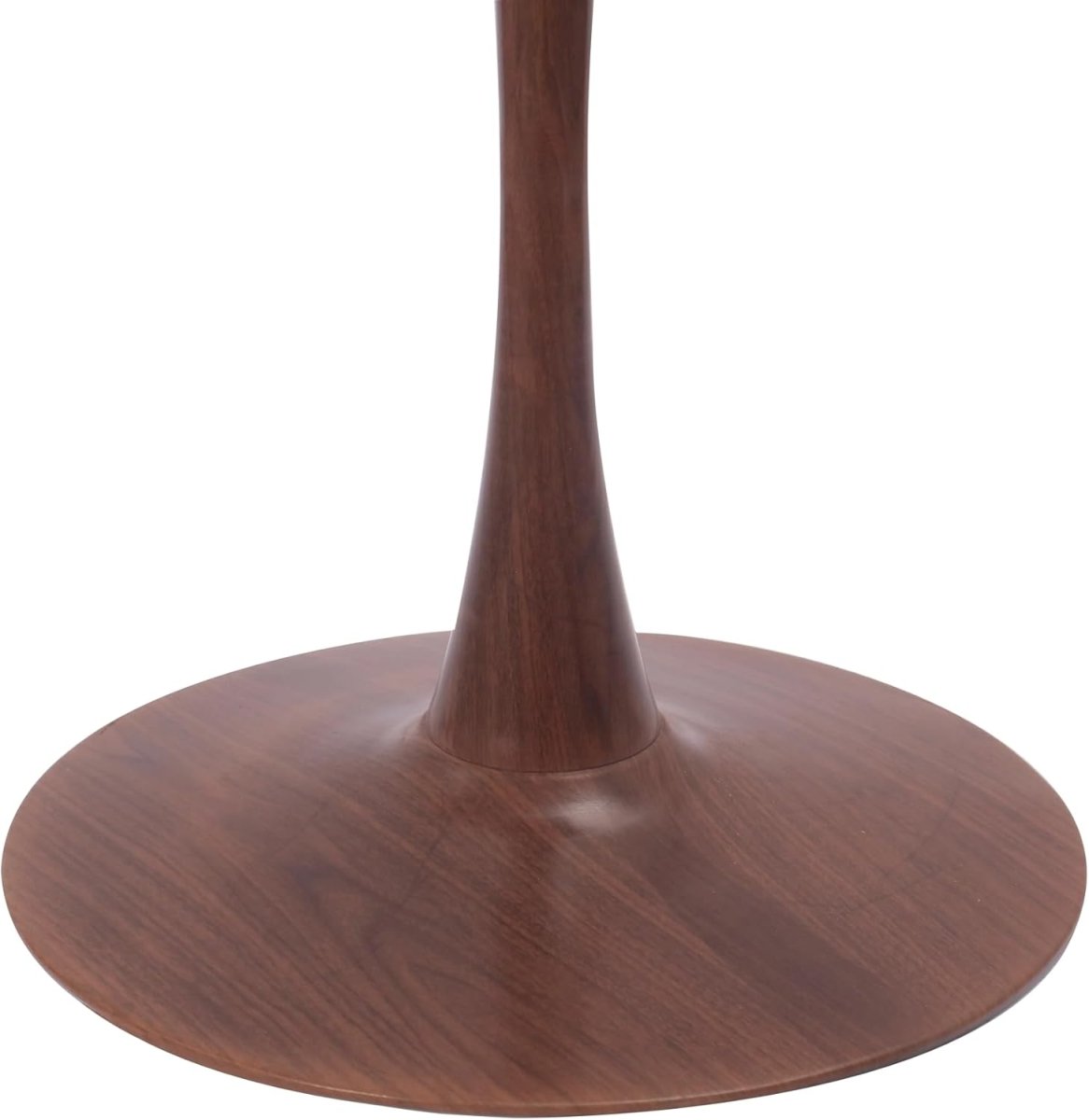 Bristol Round Dining Table With MDF Wood/Sintered Stone Tabletop with Walnut Finish Pedestal Base Stone White Dining Table LeisureMod
