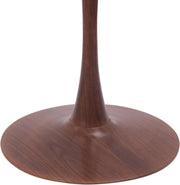Bristol Round Dining Table With MDF Wood/Sintered Stone Tabletop with Walnut Finish Pedestal Base Wood Black Dining Table LeisureMod