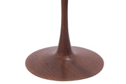 Bristol Round Dining Table With MDF Wood/Sintered Stone Tabletop with Walnut Finish Pedestal Base Wood Marbled White Dining Table LeisureMod
