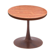 Bristol Round Dining Table With MDF Wood/Sintered Stone Tabletop with Walnut Finish Pedestal Base Wood Cognac Brown Dining Table LeisureMod