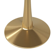 Bristol Round Dining Table with MDF/Sintered Stone/Glass Tabletop in Gold Steel MDF 40 Inches Black Dining Table Leisuremod