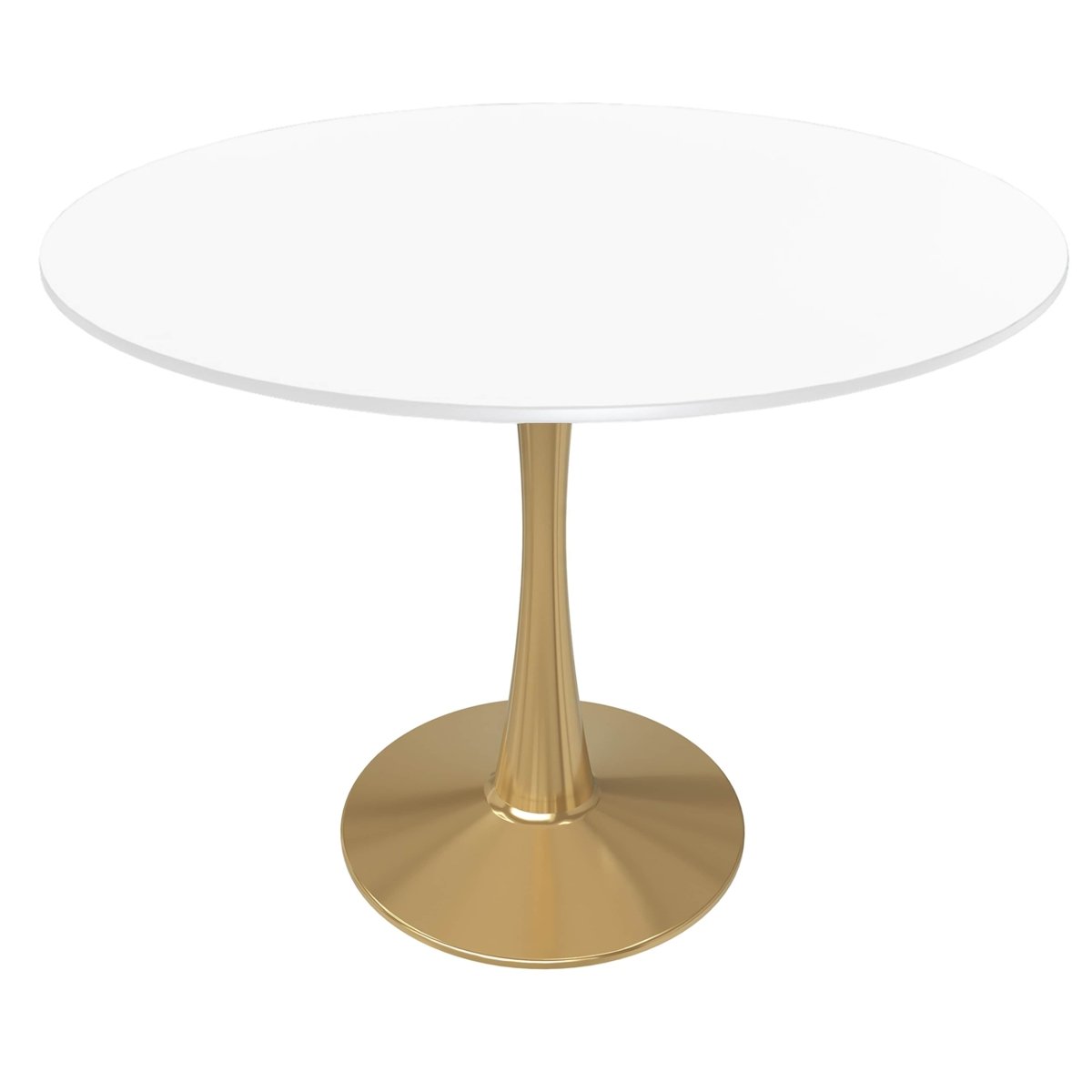 Bristol Round Dining Table with MDF/Sintered Stone/Glass Tabletop in Gold Steel MDF 40 Inches White Dining Table Leisuremod