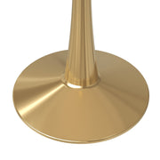 Bristol Round Dining Table with MDF/Sintered Stone/Glass Tabletop in Gold Steel Sintered Stone 40 Inches White Dining Table Leisuremod