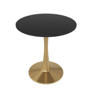 Bristol Round Dining Table with MDF/Sintered Stone/Glass Tabletop in Gold Steel MDF 24 Inches Black Dining Table Leisuremod