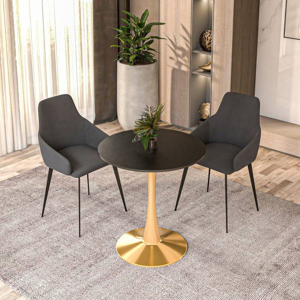 Bristol Round Dining Table with MDF/Sintered Stone/Glass Tabletop in Gold Steel