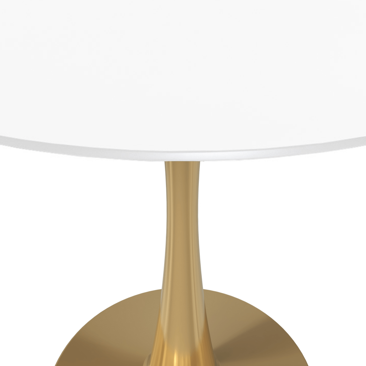 Bristol Round Dining Table with MDF/Sintered Stone/Glass Tabletop in Gold Steel MDF 24 Inches White Dining Table Leisuremod