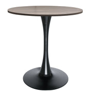 Bristol Round Dining Table with MDF/Sintered Stone/Glass Tabletop in Black Steel Base MDF 27 Inches Dark Walnut Dining Table Leisuremod