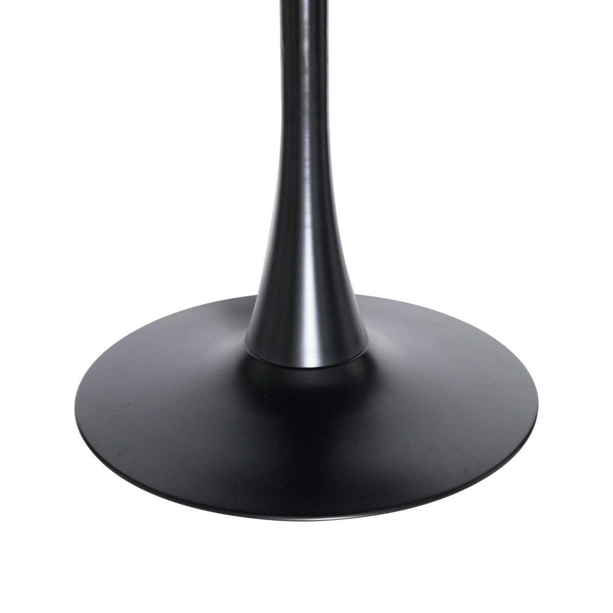 Bristol Round Dining Table with MDF/Sintered Stone/Glass Tabletop in Black Steel Base MDF 40 Inches White Dining Table Leisuremod
