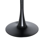 Bristol Round Dining Table with MDF/Sintered Stone/Glass Tabletop in Black Steel Base MDF 27 Inches Marbled Black Dining Table Leisuremod