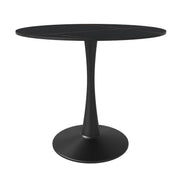 Bristol Round Dining Table with MDF/Sintered Stone/Glass Tabletop in Black Steel Base Sintered Stone 31 Inches Black Dining Table Leisuremod