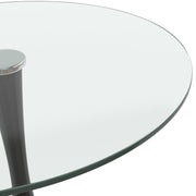 Bristol Round Dining Table with MDF/Sintered Stone/Glass Tabletop in Black Steel Base Glass 35 Inches Clear Dining Table Leisuremod