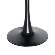 Bristol Round Dining Table with MDF/Sintered Stone/Glass Tabletop in Black Steel Base MDF 35 Inches White Dining Table Leisuremod