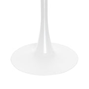 Bristol Round Dining Table with MDF/Sintered Stone/Glass Wood Tabletop in White Steel MDF 27 Inches Light Natural Dining Table Leisuremod
